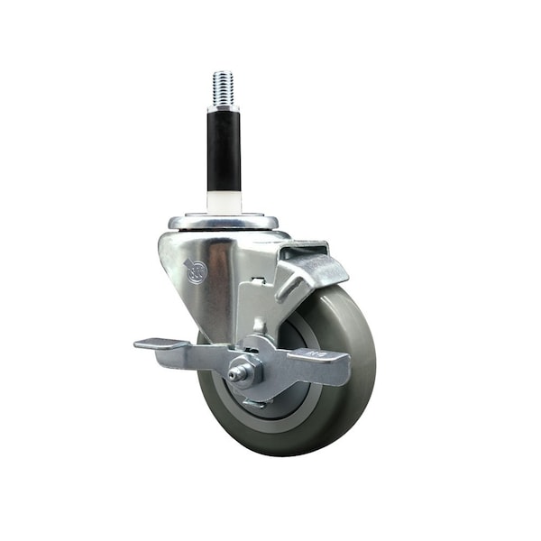3.5'' Gray Poly Swivel 7/8'' Expanding Stem Caster with Brake